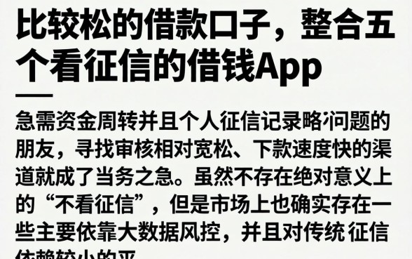 比较松的借款口子，整合五个不看征信的借钱app
