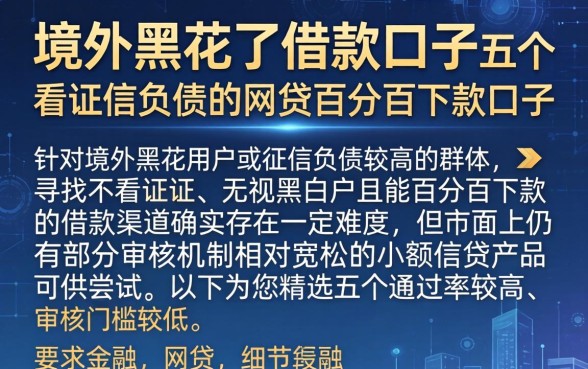境外黑花了借款口子，概括五个不看征信负债的网贷百分百下款口子