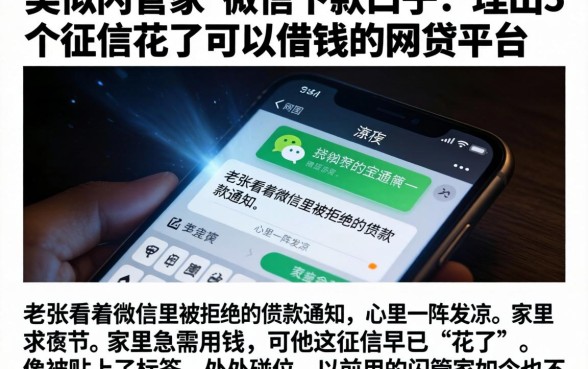 类似闪管家的微信下款口子，理出5个征信花了可以借钱的网贷平台