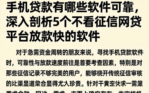手机贷款有哪些软件可靠，深入剖析5个不看征信网贷平台放款快的软件