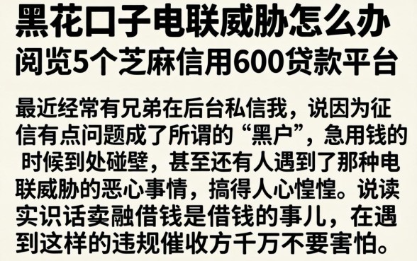 黑花口子电联威胁怎么办，概览5个芝麻信用600贷款平台