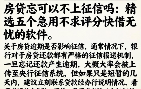 房贷忘可以不上征信吗，精选五个急用不求评分快借无忧的软件