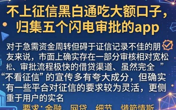 不上征信黑白通吃大额口子，归集五个闪电审批的app