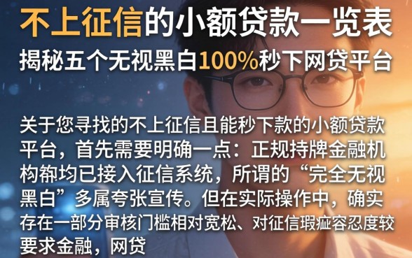 不上征信的小额贷款一览表，揭秘五个无视黑白100%秒下网贷平台