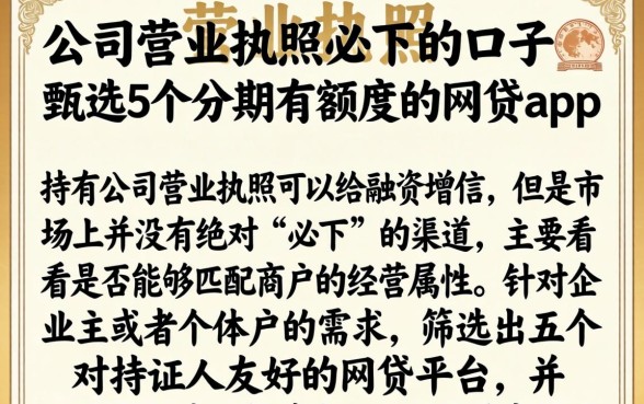 公司营业执照必下的口子，甄选5个分期有额度的网贷app