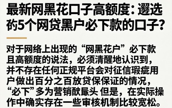 最新网黑花口子高额度的，遴选5个网贷黑户必下款的口子