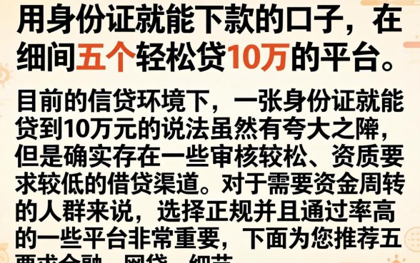 用身份证就能下款的口子，详细阐述五个轻松贷10万的平台