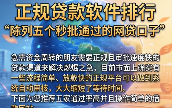 正规贷款软件排行，陈列五个秒批通过的网贷口子