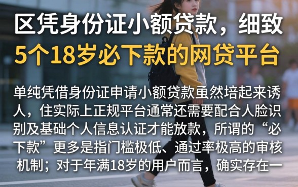 区凭身份证小额贷款,细致阐述5个18岁必下款的网贷平台