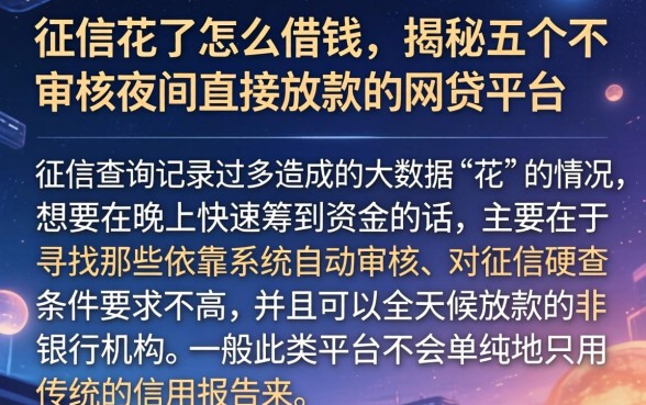 征信花了怎么借钱，揭秘五个不审核夜间直接放款的网贷平台