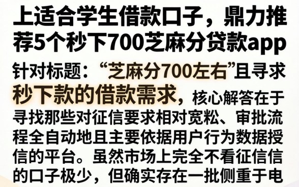 上适合学生借款口子，鼎力推荐5个秒下700芝麻分贷款app