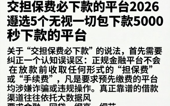 交担保费必下款的平台2026，遴选5个无视一切包下款5000秒下款的平台