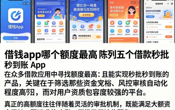 借钱app哪个额度最高，陈列五个借款秒批秒到账的app