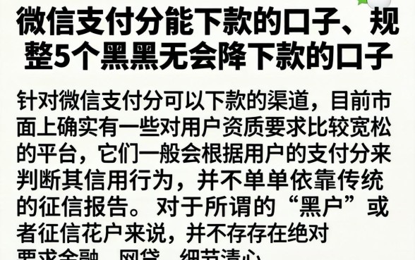 微信支付分能下款的口子，规整5个黑户无条件下款的口子