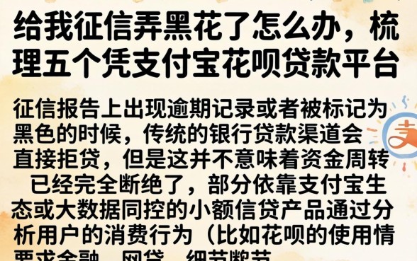 给我征信弄黑花了怎么办，梳理五个凭支付宝花呗贷款的平台
