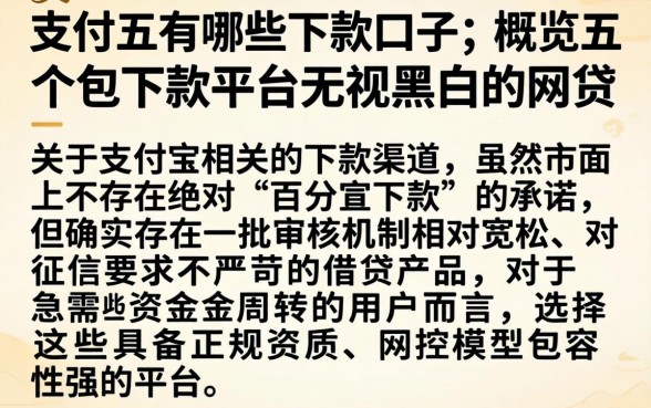 支付宝有哪些下款口子，概览五个包下款平台无视黑白的网贷