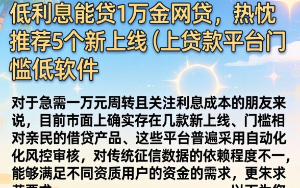 低利息能贷1万的网贷，热忱推荐5个新上线贷款平台门槛低软件