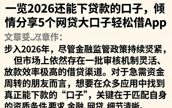 一览2026还能下贷款的口子，倾情分享5个网贷大口子轻松借app