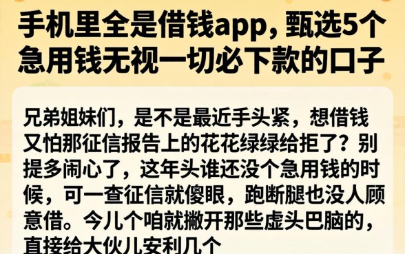 手机里全是借钱app，甄选5个急用钱无视一切必下款的口子