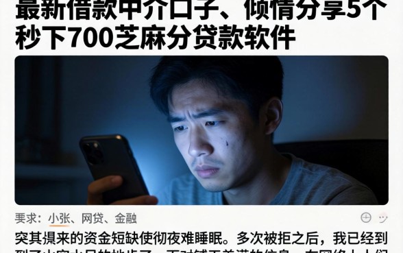 最新借款中介口子，倾情分享5个秒下700芝麻分贷款软件