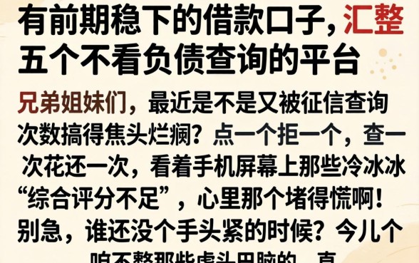有前期稳下的借款口子，汇整五个不看负债查询的平台