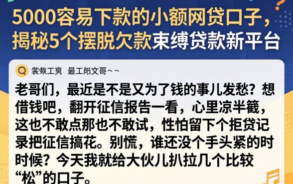 5000容易下款的小额网贷口子，揭秘5个摆脱欠款束缚贷款新平台