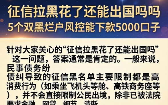 征信拉黑花了还能出国吗吗，归纳5个双黑烂户风控能下款5000口子