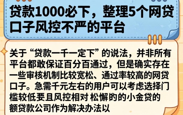 贷款1000必下，整理5个网贷口子风控不严的平台