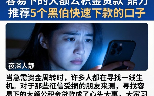 容易下的大额公积金贷款,鼎力推荐5个黑户快速下款的口子