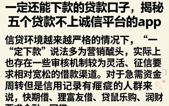 一定还能下款的贷款口子，揭秘五个贷款不上诚信平台的app