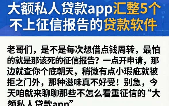 大额私人贷款app，汇整5个不上征信报告的贷款软件