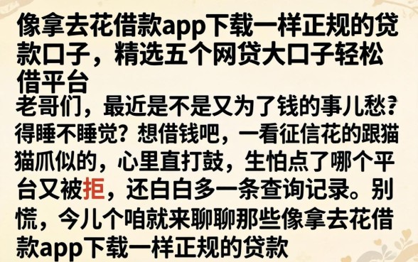 像拿去花借款app下载一样正规的贷款口子，精选五个网贷大口子轻松借平台