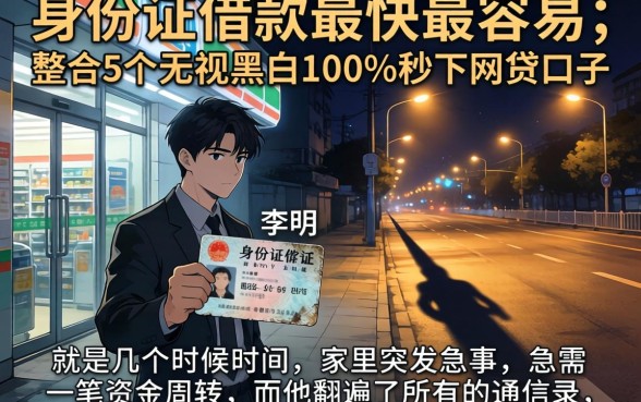 身份证借款最快最容易，整合5个无视黑白100%秒下网贷口子