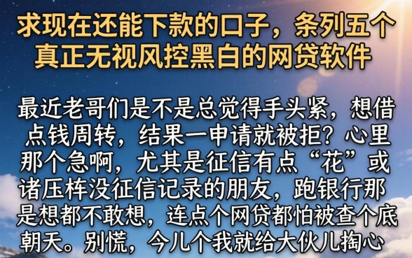 求现在还能下款的口子，条列五个真正无视风控黑白的网贷软件