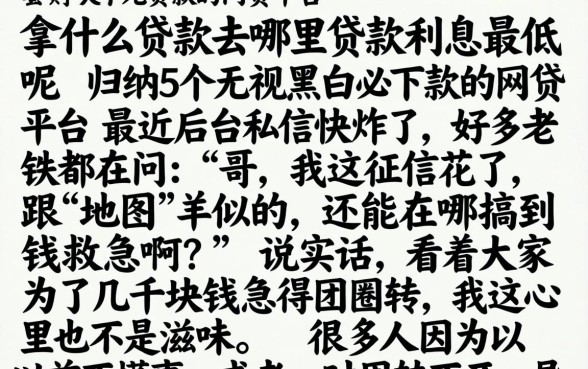 拿什么贷款去哪里贷款利息最低呢，归纳5个无视黑白必下款的网贷平台