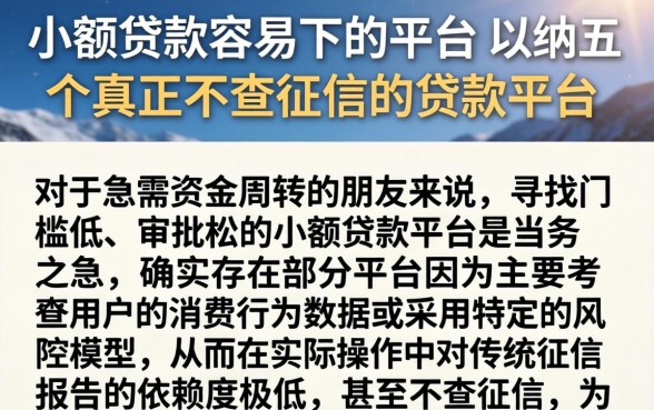 小额贷款容易下的平台，归纳五个真正不查征信的贷款平台