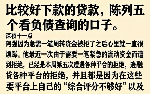 比较好下款的贷款，陈列五个不看负债查询的口子