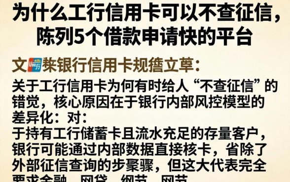 为什么工行信用卡可以不查征信，陈列5个借款申请快的平台