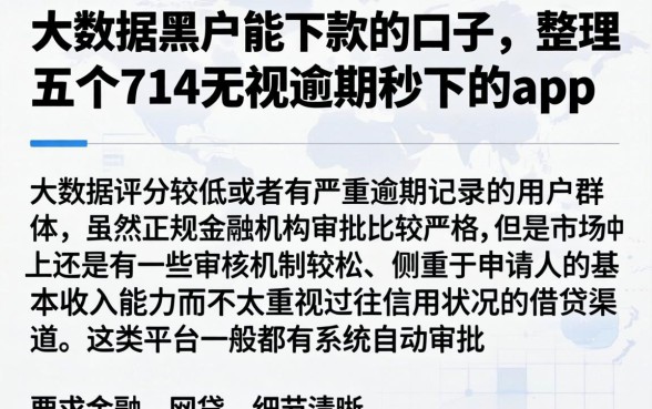 大数据黑户能下款的口子，整理五个714无视逾期秒下的app