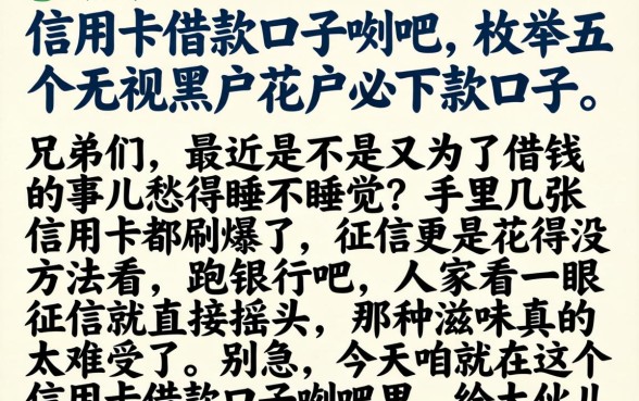 信用卡借款口子贴吧，枚举五个无视黑户花户必下款口子