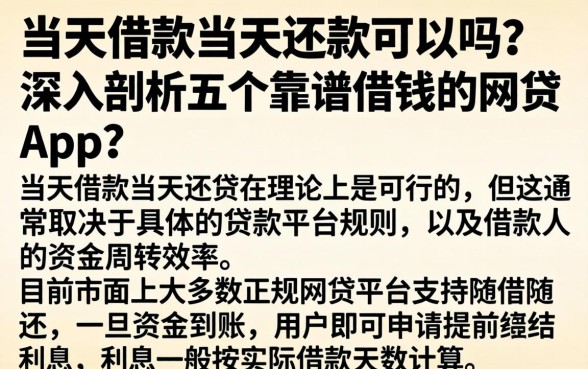 当天借款当天还款可以吗，深入剖析五个靠谱借钱的网贷app