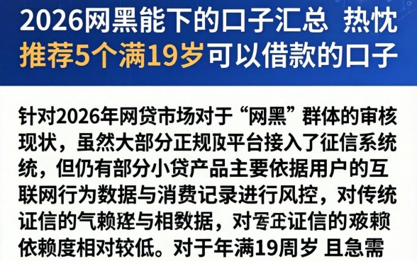 2026网黑能下的口子汇总，热忱推荐5个满19岁可以借款的口子