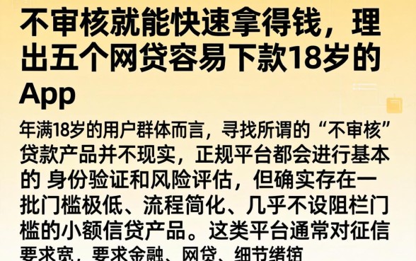 不审核就能快速拿到钱，理出五个网贷容易下款18岁的app