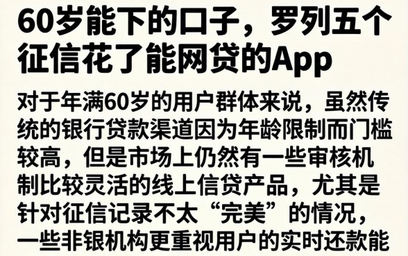 60岁能下的口子，罗列五个征信花了能网贷的app