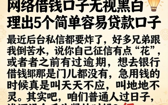 网络借钱口子无视黑白，理出5个简单容易贷款口子