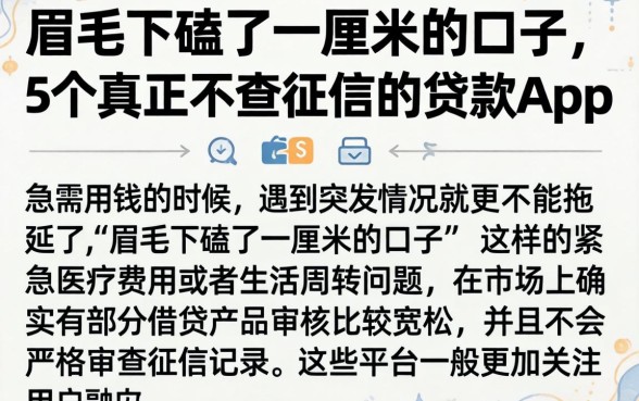 眉毛下磕了一厘米的口子，详尽说明5个真正不查征信的贷款app
