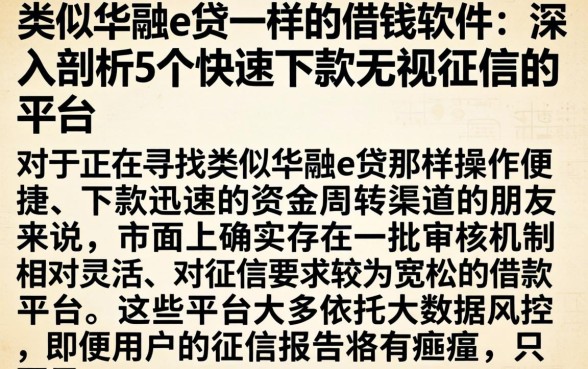 类似华融e贷一样的借钱软件，深入剖析5个快速下款无视征信的平台