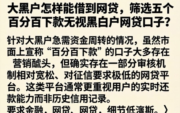 大黑户怎样能借到网贷，筛选五个百分百下款无视黑白户网贷口子
