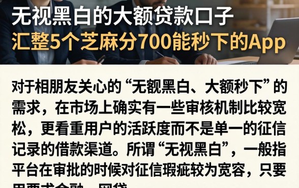 无视黑白的大额贷款口子，汇整5个芝麻分700能秒下的app