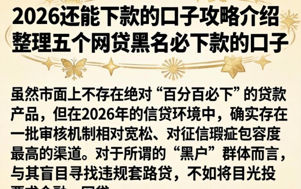 2026还能下款的口子攻略介绍，整理五个网贷黑户必下款的口子